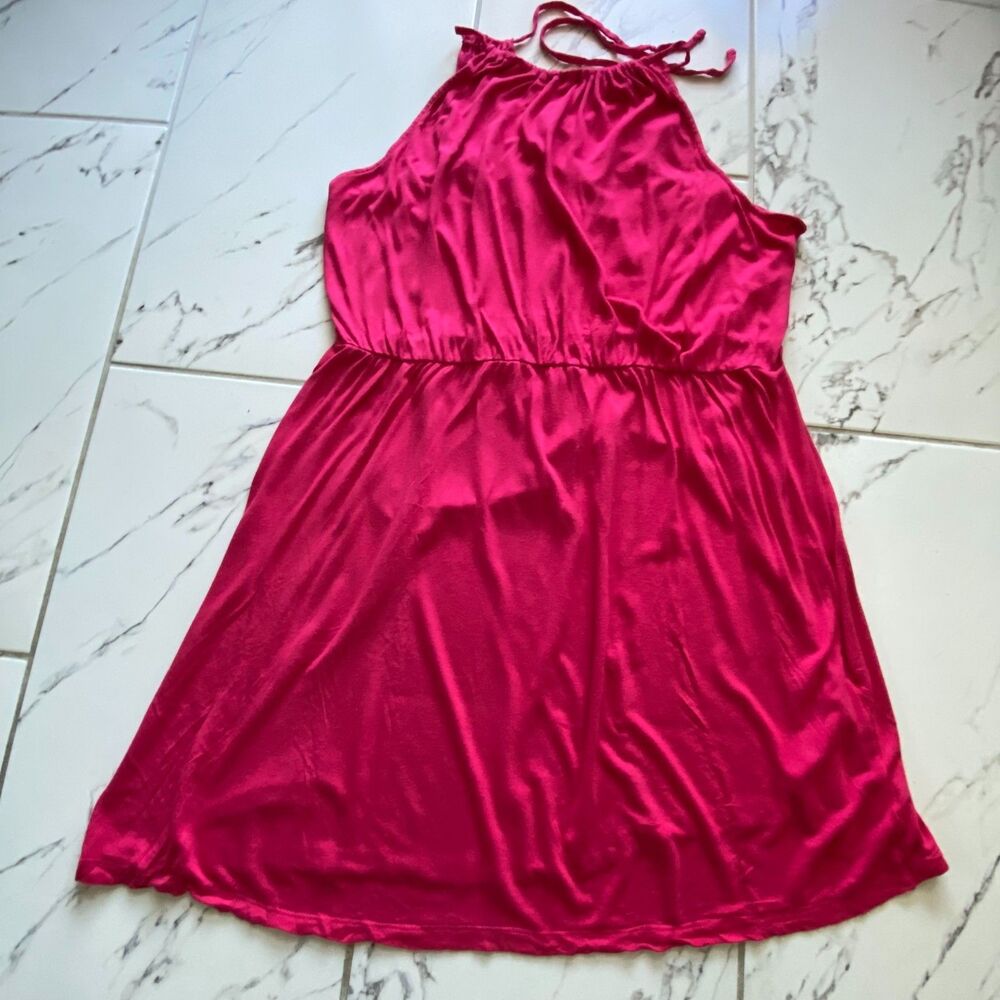 Old Navy Womens XXL Pink Halter Tie Neck Sleeveless Summer Dress